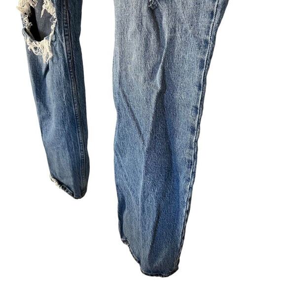 Abercrombie & Fitch The Dad High Rise Distressed Medium Blue Jeans sz 34 / 18L - Picture 8 of 16